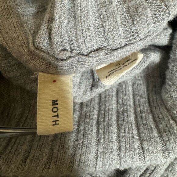 ANTHROPOLOGIE MOTH Tisbury Turtleneck Mock Neck Sweater Ribbed Gray Size XL - Picture 9 of 16